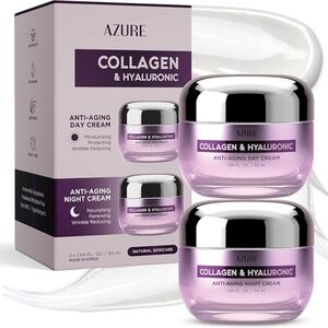 Azure Collagen & Hyaluronic Anti-Aging Day and Night Cream Set.